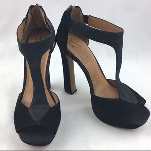 MRKT Black Platform Peep Toe Heels Aliya Size 7